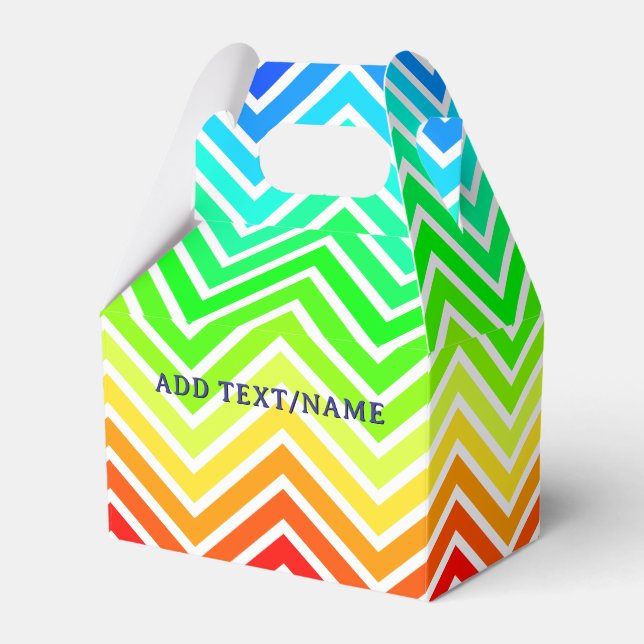Rainbow Chevron Pattern Custom Name Favor Boxes (Front Side)