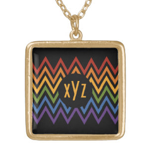 Rainbow Chevron Pattern custom necklace