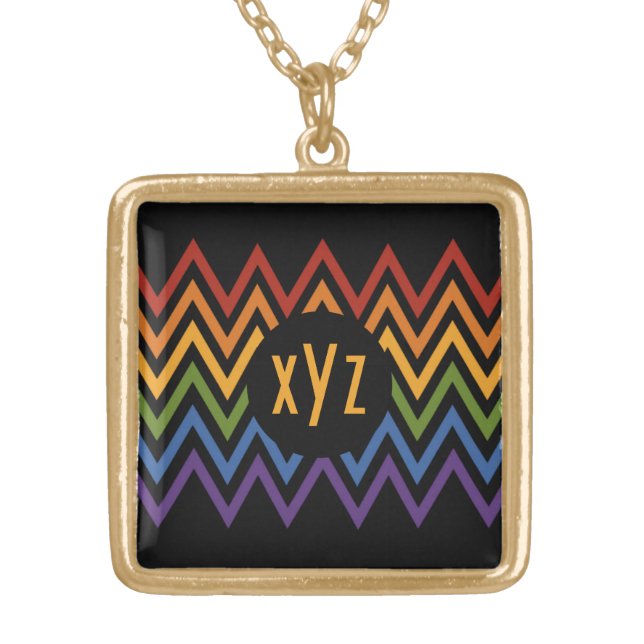Rainbow Chevron Pattern custom necklace (Front)