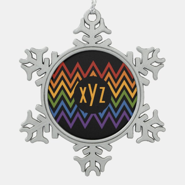 Rainbow Chevron Pattern custom ornament (Front)