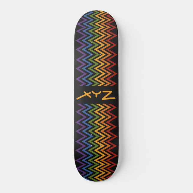Rainbow Chevron Pattern custom skateboard Deck (Front)
