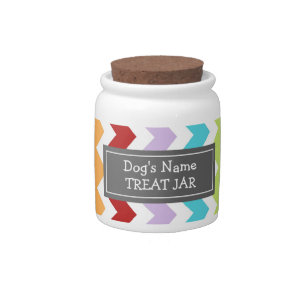 Rainbow Chevron Pattern Dog Treat Jar