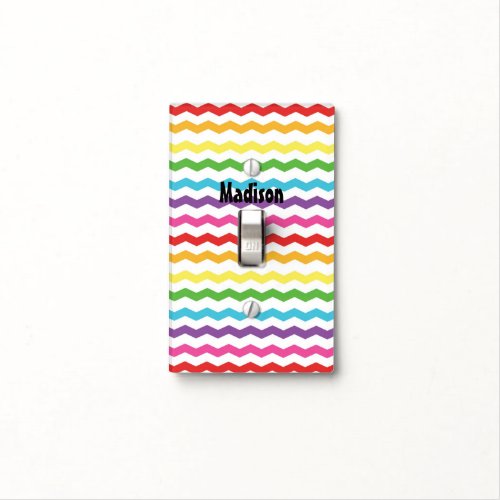 Rainbow Chevron Pattern Room Light Switch Cover