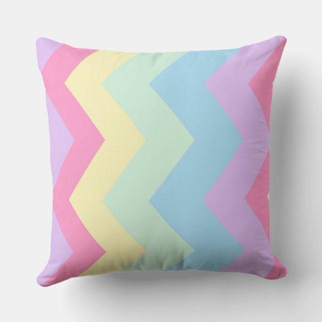 Rainbow chevron Pattern Throw Pillow (Back)