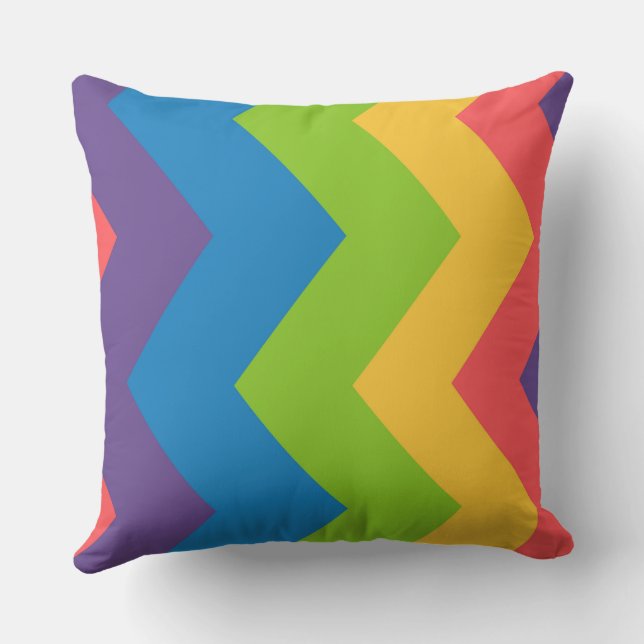 Rainbow chevron Pattern Throw Pillow (Back)