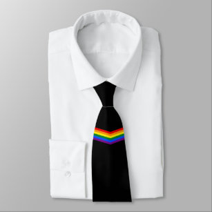 Rainbow Chevron Stripe Ribbon Gay Pride Men's Neck Tie