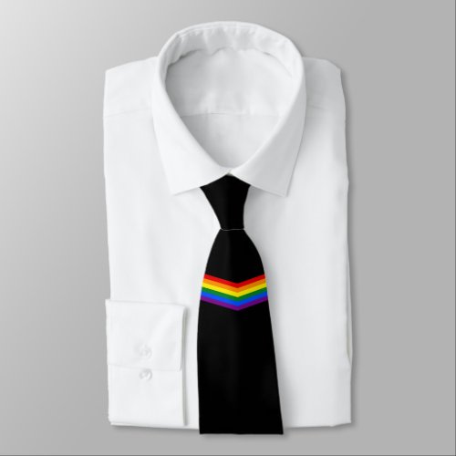 Rainbow Chevron Stripe Ribbon Gay Pride Mens Neck Tie