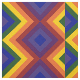 Rainbow Chevron Stripes and Diamonds Geometric Fabric