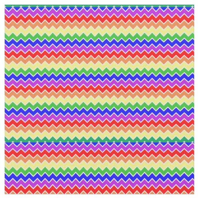 Rainbow Chevron Stripes Colorful Fabric (Close Up)