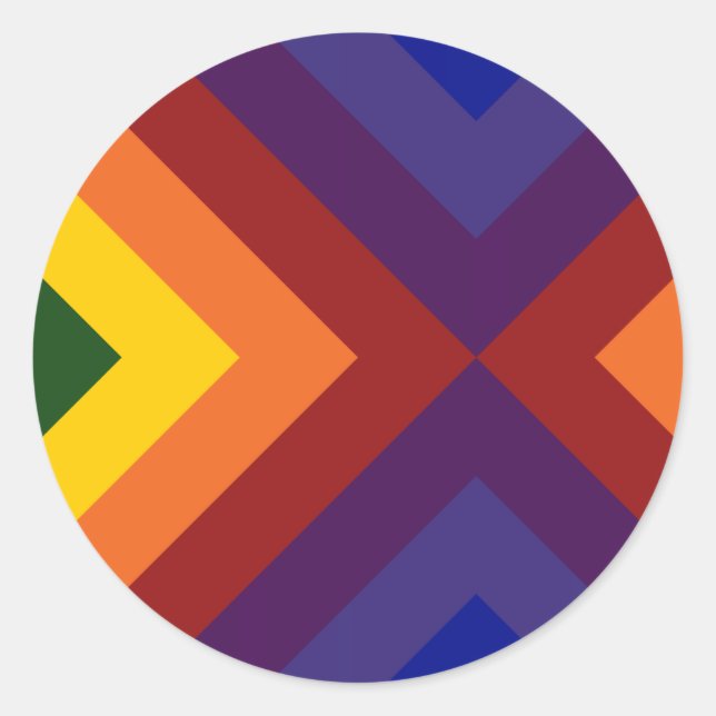 Rainbow Chevrons Classic Round Sticker (Front)