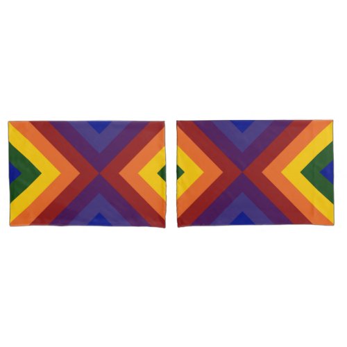 Rainbow Chevrons Geometric Pattern Pillow Case