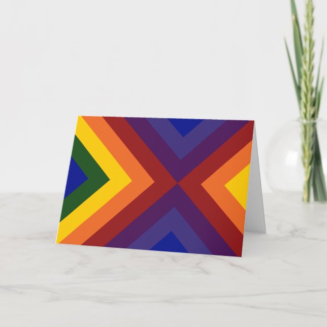 Rainbow Chevrons Letterpress Thank You Card (Front)
