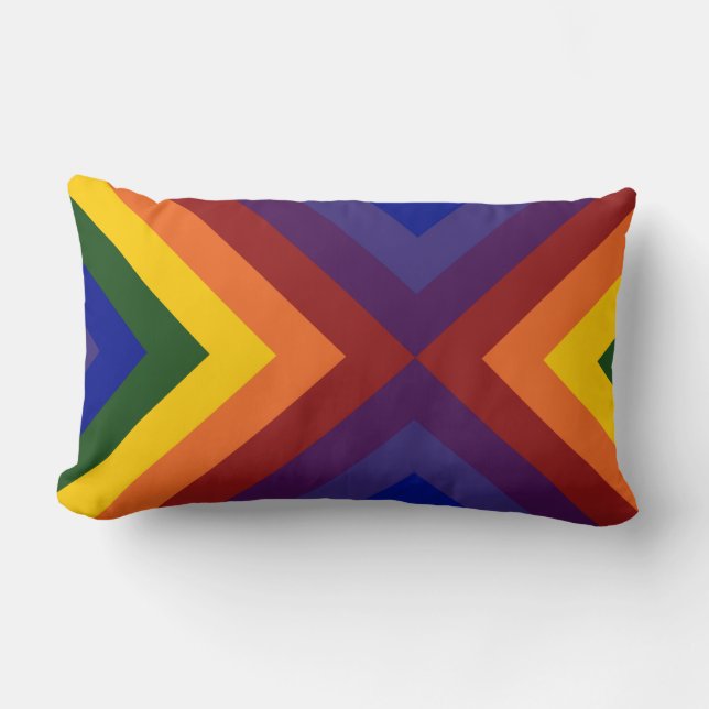 Rainbow Chevrons Lumbar Pillow (Front)