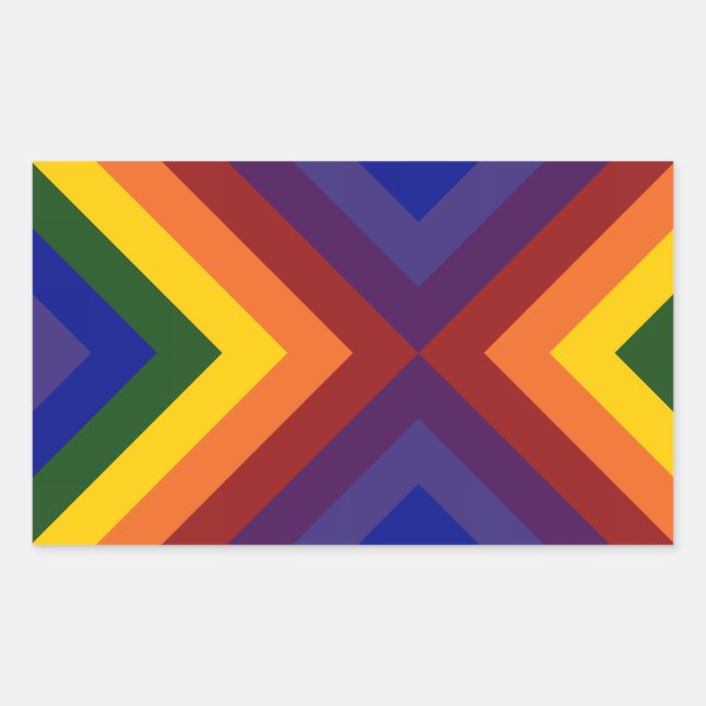 Rainbow Chevrons Rectangular Sticker (Front)