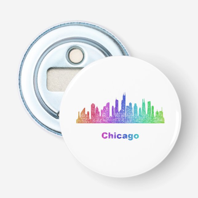 Rainbow Chicago skyline Bottle Opener (Front)