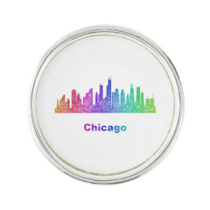 Rainbow Chicago skyline Lapel Pin