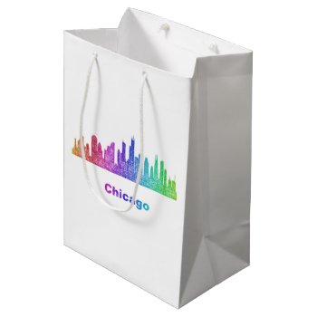 Rainbow Chicago Skyline Medium Gift Bag by ZYDDesign at Zazzle