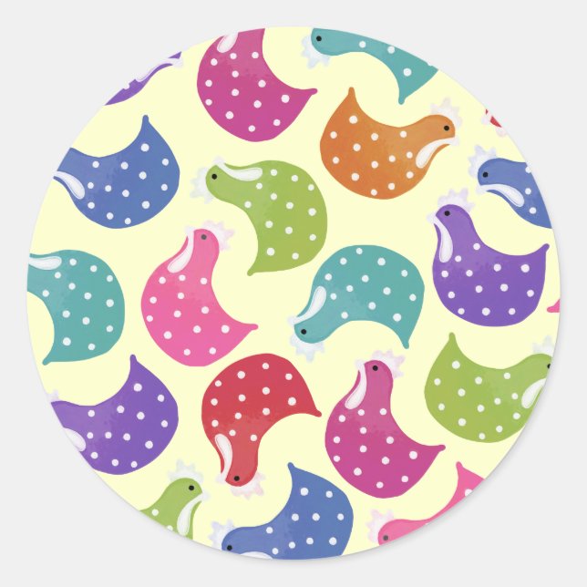 Rainbow Chicken Hen Pattern Sticker Label (Front)