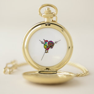 Rainbow Chicken Unicorn Rooster Funny Animal Image Pocket Watch