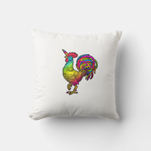 Rainbow Chicken Unicorn Rooster Funny Animal Image Throw Pillow