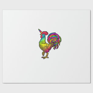 Rainbow Chicken Unicorn Rooster Funny Animal Image Wrapping Paper