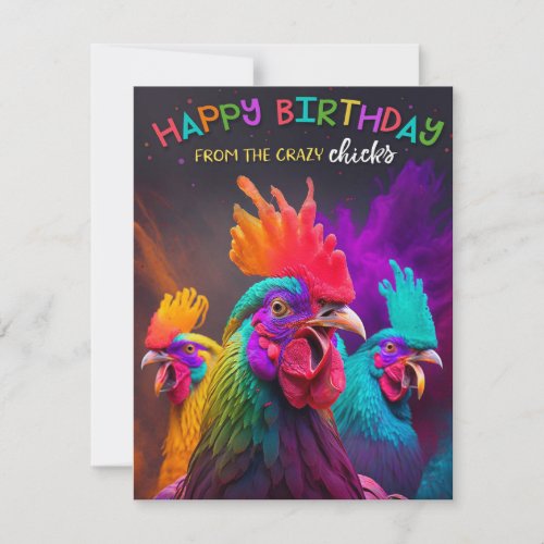 Rainbow Chickens Birthday Card