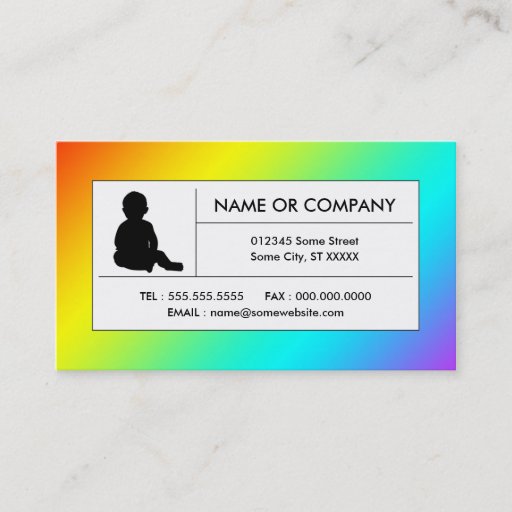 Customizable rainbow childcare business cards