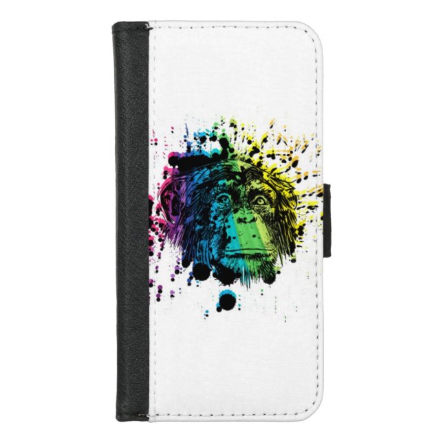 Rainbow Chimpanzee iPhone Wallet Case (Front)