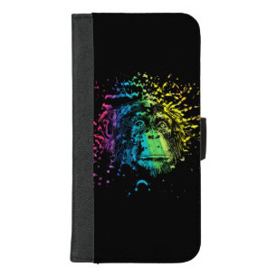 Rainbow Chimpanzee on Black iPhone 8/7 Plus Wallet Case