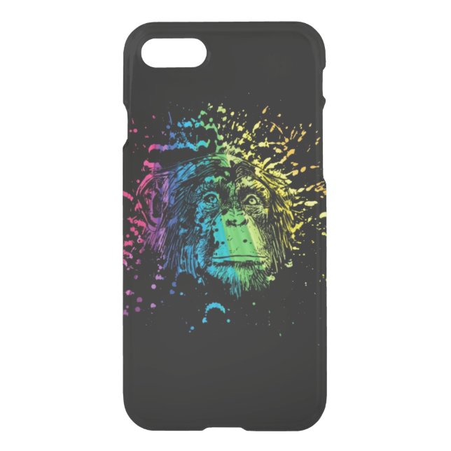 Rainbow Chimpanzee on Black Uncommon iPhone Case (Back)