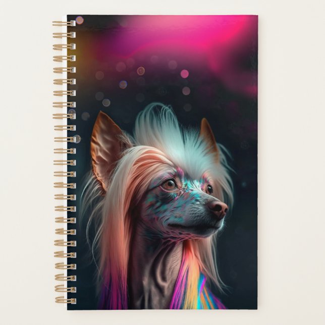 Rainbow Chinese Crested Dog Planner (Front)