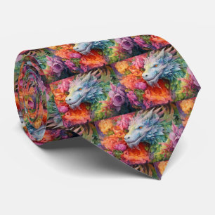 Rainbow Chinese Dragon Pattern Neck Tie