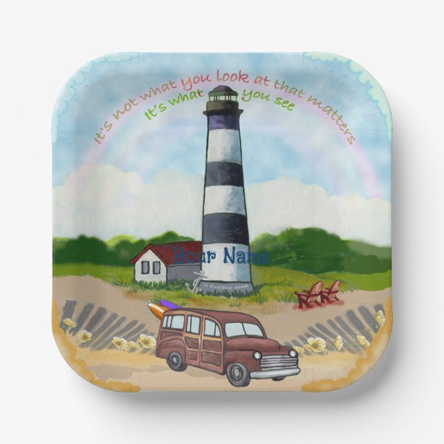 Rainbow Choice  Lighthouse   Paper Plates (Front)