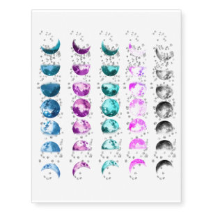 *~* Rainbow Choices Phases Moon Glitter Cosmic Temporary Tattoos