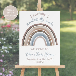 Rainbow Christian Themed Baby Shower Welcome Sign