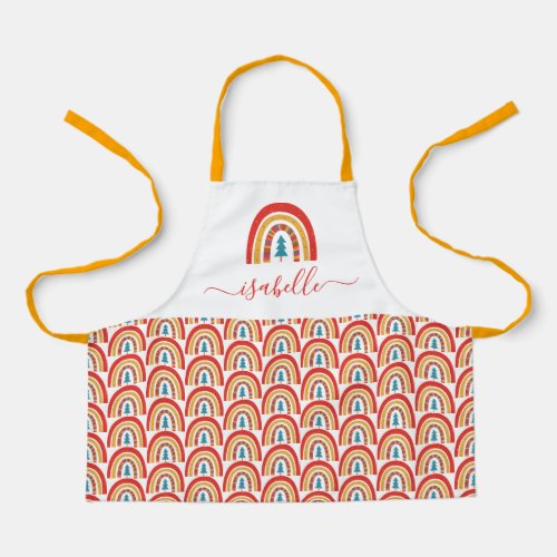 Rainbow Christmas colorful cute fun personalized Apron