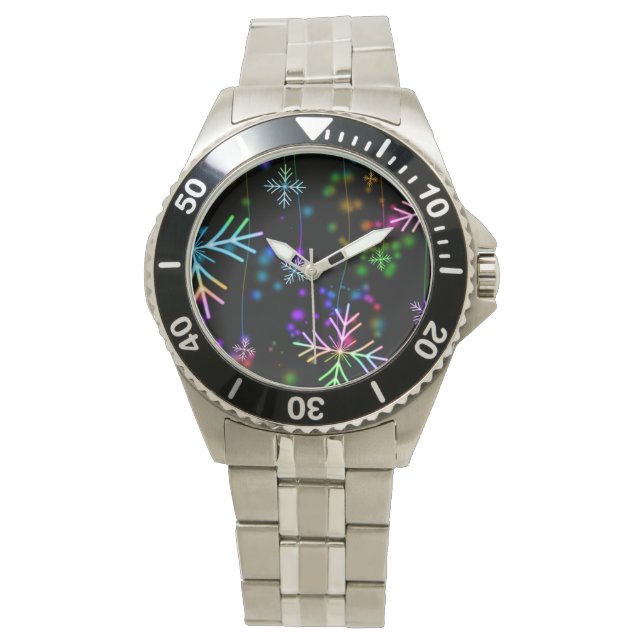 Rainbow Christmas Snowflakes Watch (Front)
