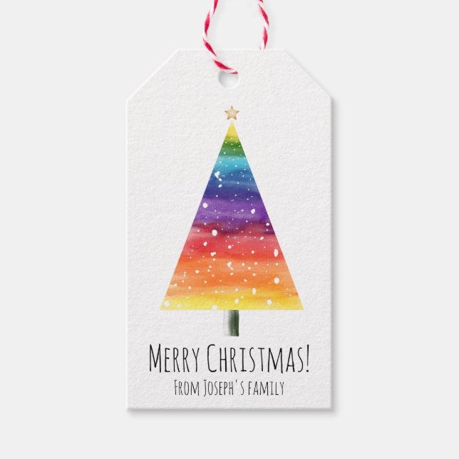 Rainbow christmas tree gift tags (Front)