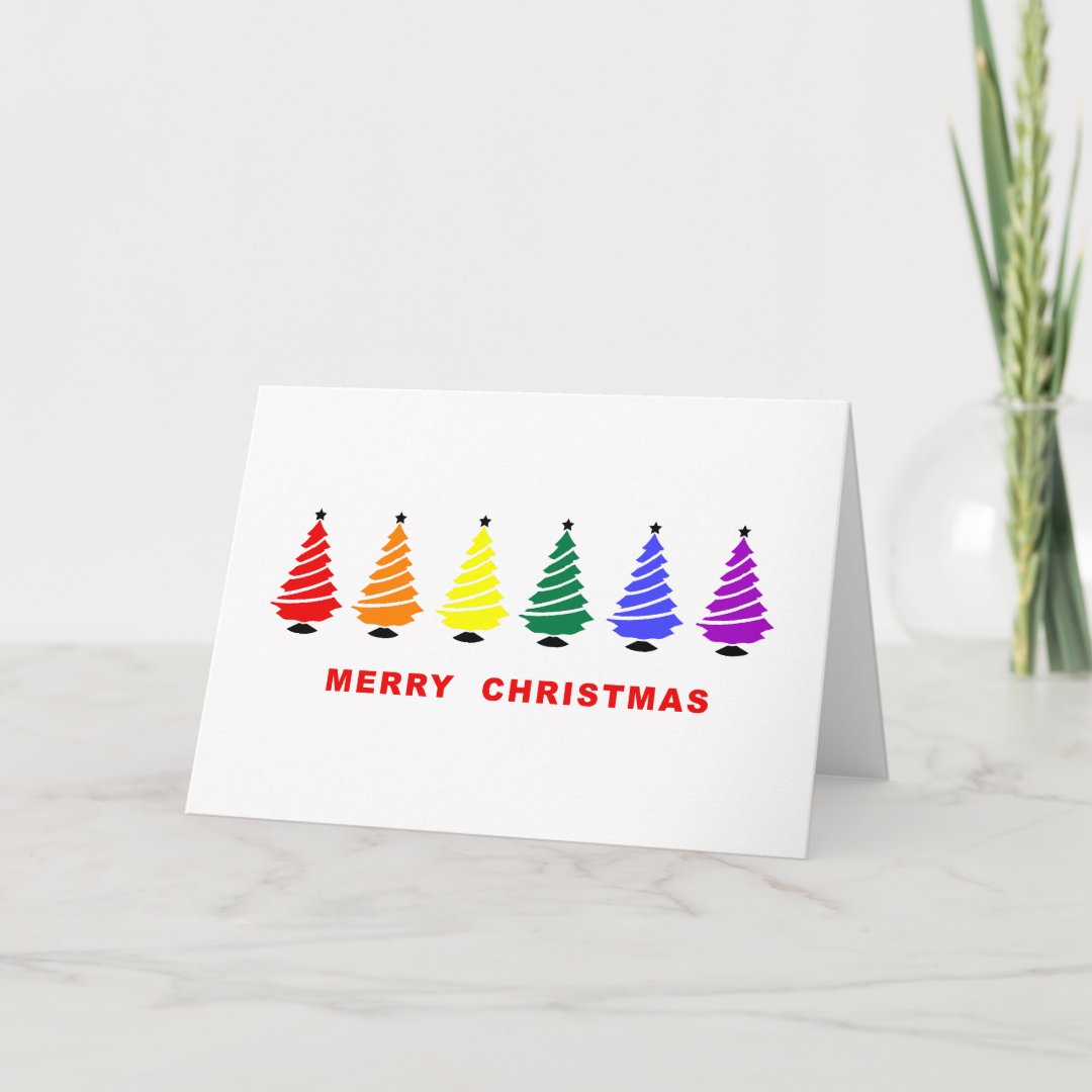 Rainbow Christmas Tree Holiday Card | Zazzle