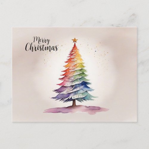 Rainbow Christmas Tree Holiday Postcard