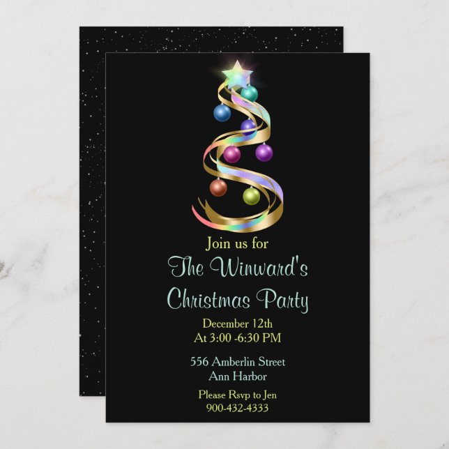Rainbow Christmas Tree Invitation (Front/Back)