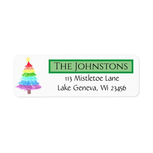 Rainbow Christmas Tree Label (Front)