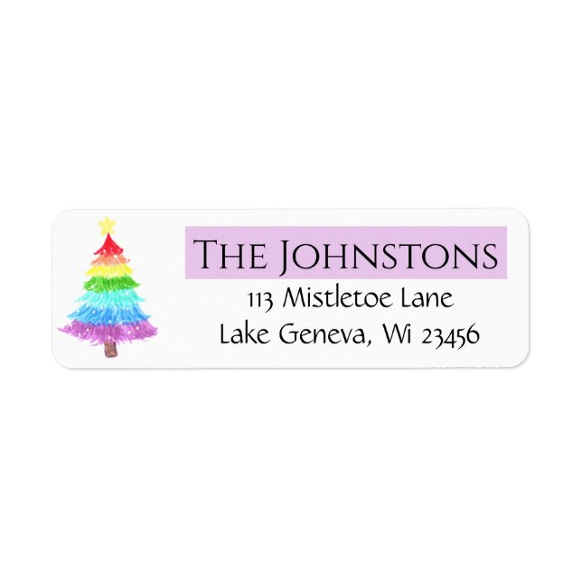 Rainbow Christmas Tree Label (Front)