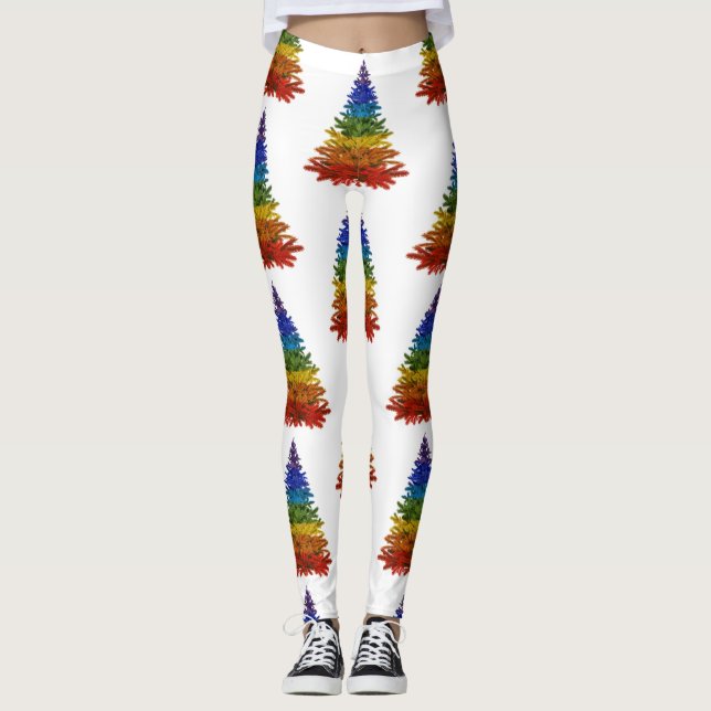 rainbow christmas tree leggings (Front)
