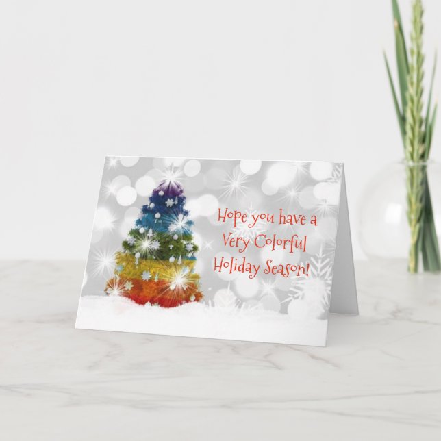 Rainbow Christmas Tree LGBT Holiday Card (Front)