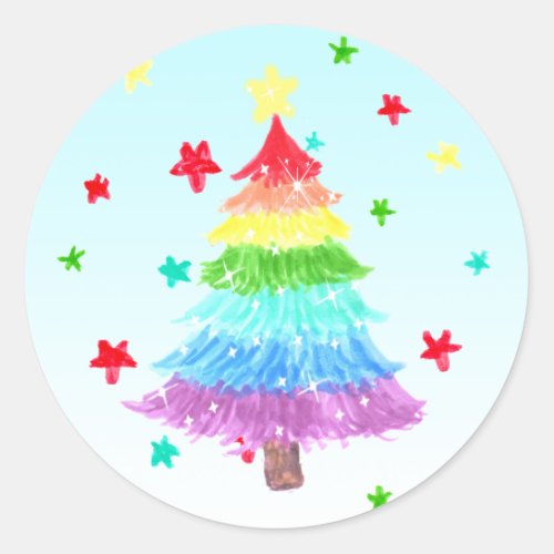 Rainbow Christmas Tree LGBT Pride Stickers