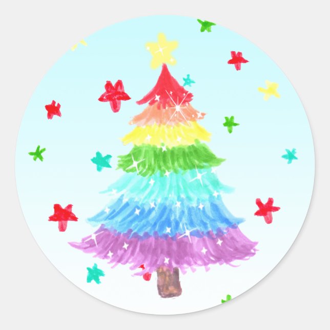 Rainbow Christmas Tree LGBT Pride Stickers (Front)