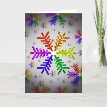 Rainbow Christmas Tree Snowflake Holiday Card