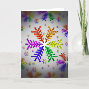 Rainbow Christmas Tree Snowflake Holiday Card