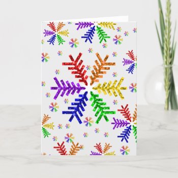 Rainbow Christmas Tree Snowflake Holiday Card